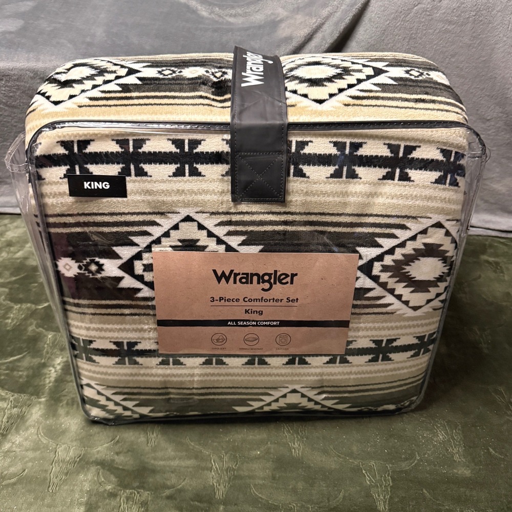Wrangler Comforter Set King Tan New Southwestern Geometric 3-Piece All Season